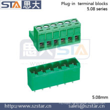 PCB male female terminal blocks 5.0mm 5.08mm pitch board to board wire connectors with fixing nut KF2EDGAM-5.0/5.08